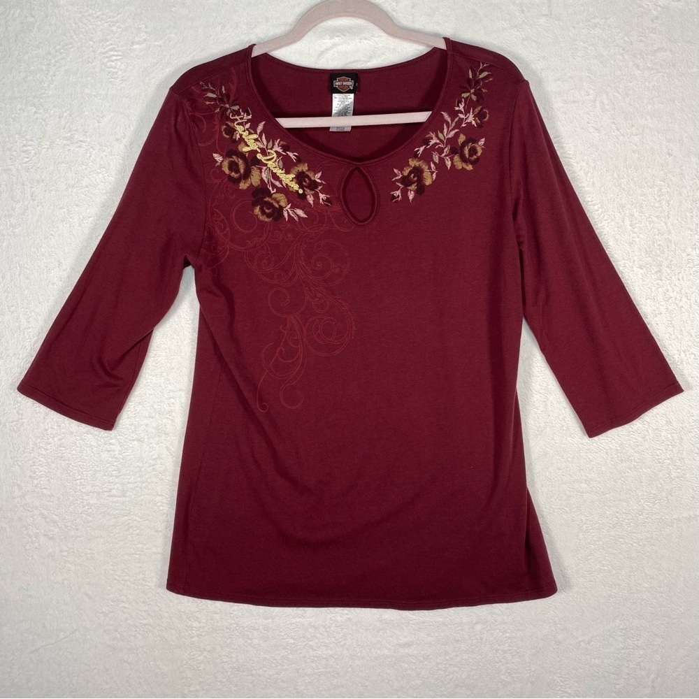 Harley-Davidson Big Barn  Women's shirt‎ 3/4 Sleeve Size XL Motorcycles Spring